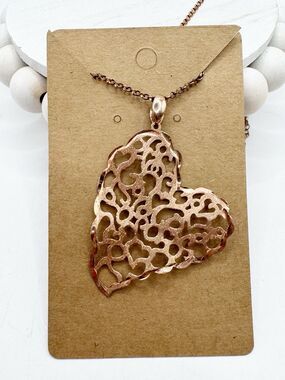 Lisa Robertson Italy Rose Gold Sterling Silver Heart Pendant Necklace Primitive